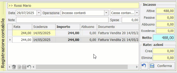 incasso pagamento importo autocorrezione
