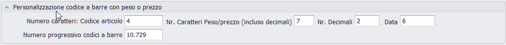 impostazioni magazzino opzioni codici a barre