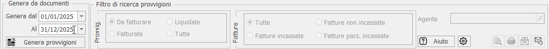filtro generazione provvigioni