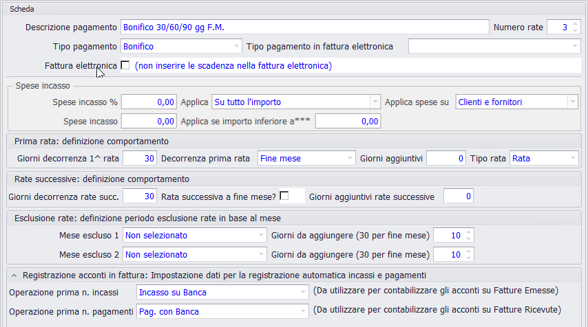 Elenco modalità di Pagamento