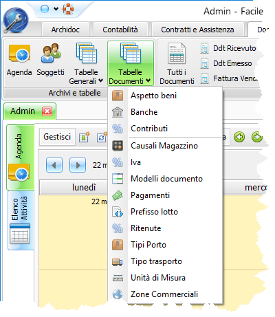 menu tabelle documenti