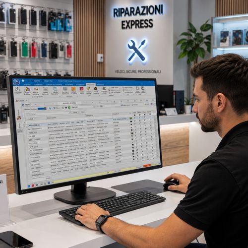Schermata gestionale Facile Manager – scheda riparazione dispositivi elettronici