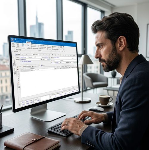 Schermata gestionale Facile Manager – parcelle e scadenziario professionisti